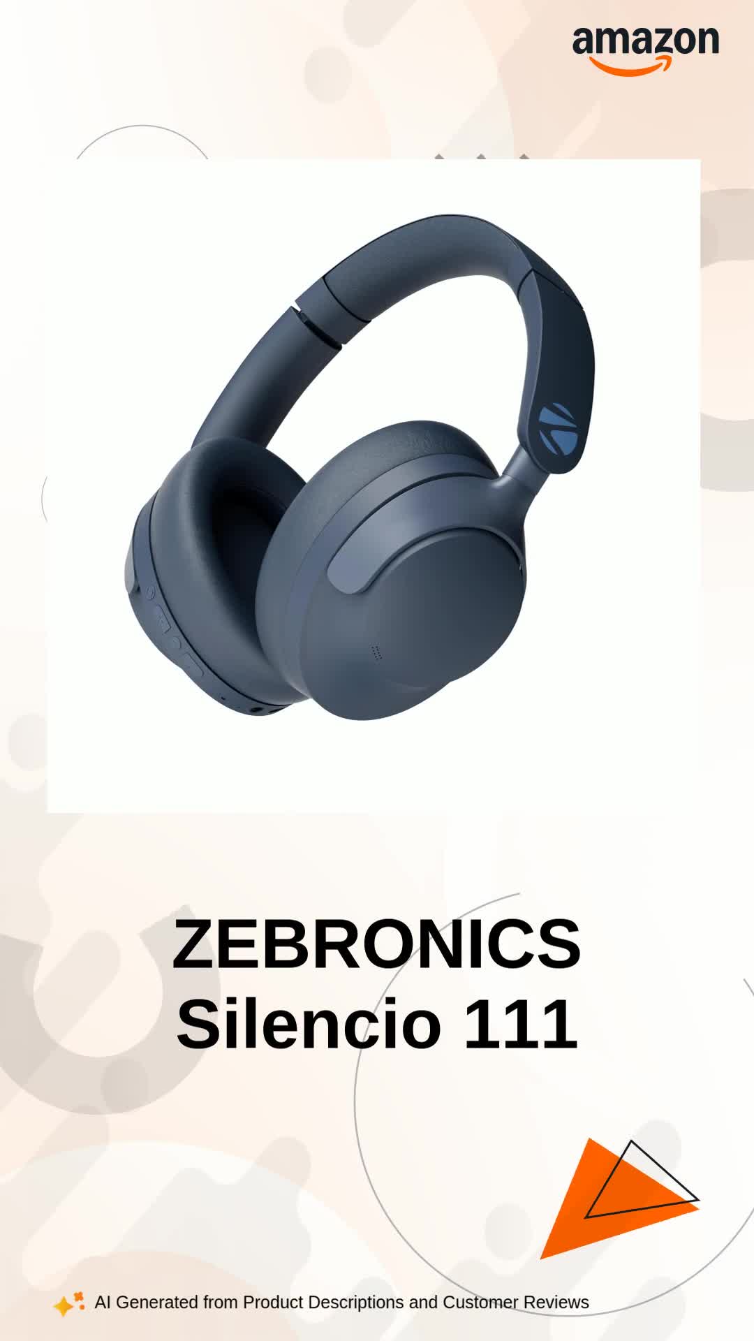 ZEBRONICS Silencio 111,Over Ear Wireless Headphone,Hybrid ANC